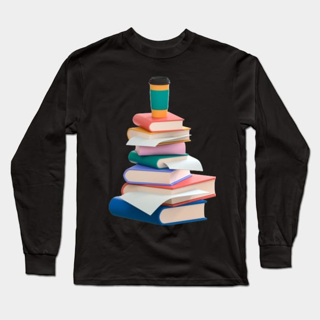 Books & Coffee Long Sleeve T-Shirt by Nahlaborne